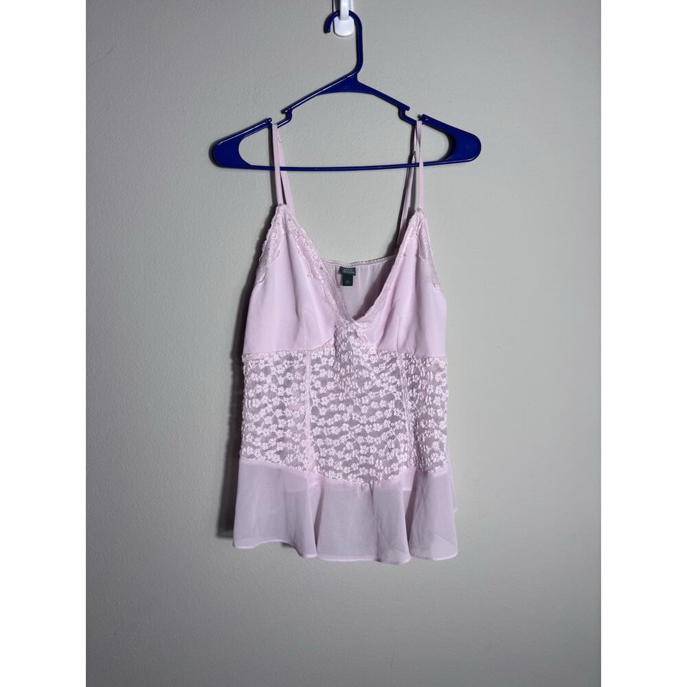 Light Pink Lace Camisole Tank Top Wild Fable Size XL Sweetheart Neckline Ruffle